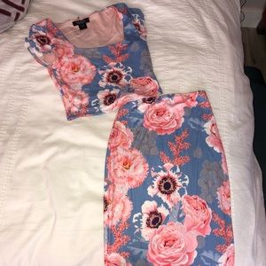 Flower print two piece